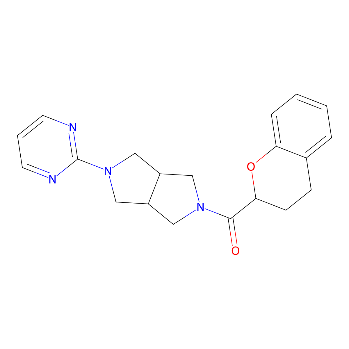 2-[5-(3,4-dihydro-2H-1-benzopyran-2-carbonyl)-octahydropyrrolo[3,4-c]pyrrol-2-yl]pyrimidine molecular structure, CAS 2415463-10-2