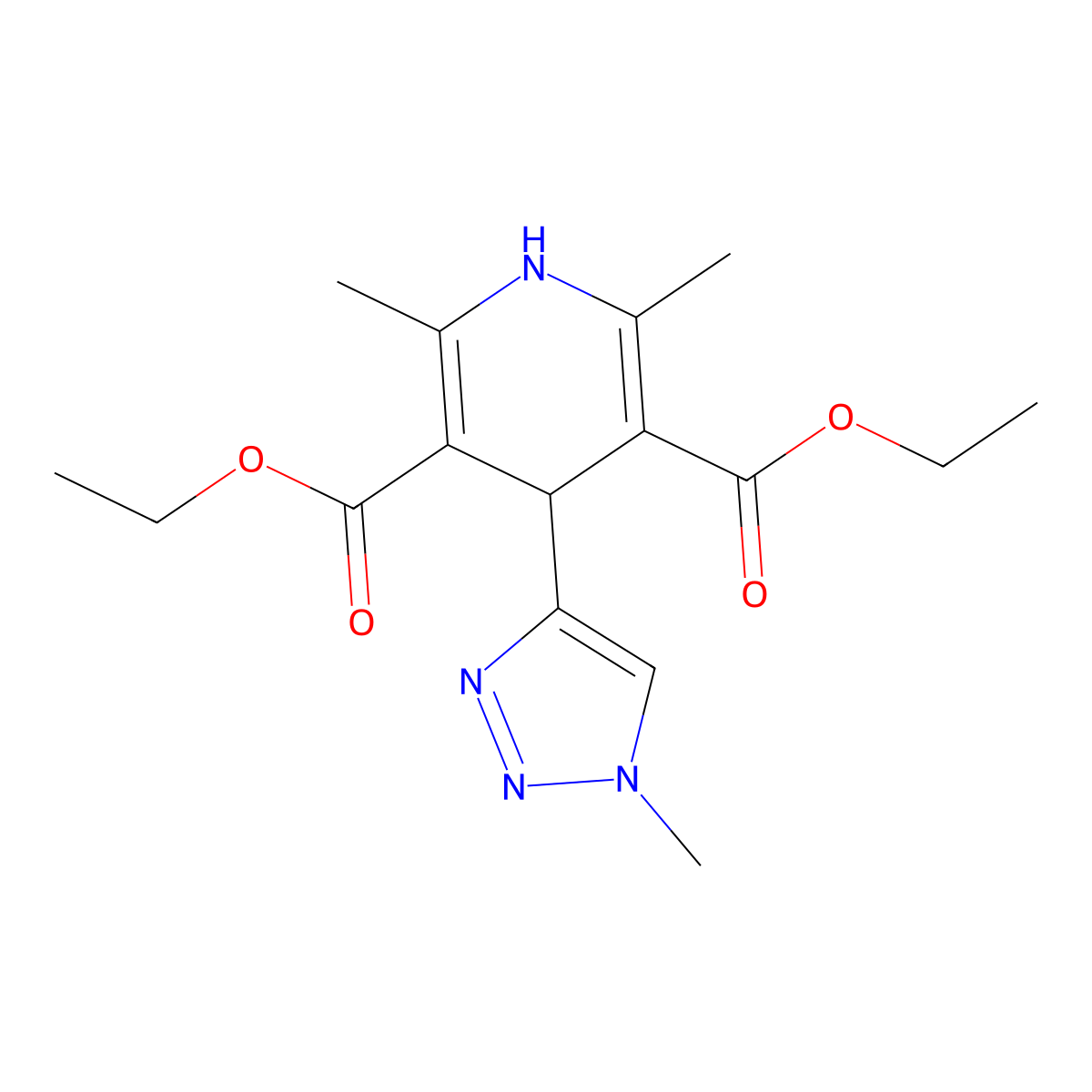 3,5-diethyl 2,6-dimethyl-4-(1-methyl-1H-1,2,3-triazol-4-yl)-1,4-dihydropyridine-3,5-dicarboxylate molecular structure, CAS 2415463-12-4