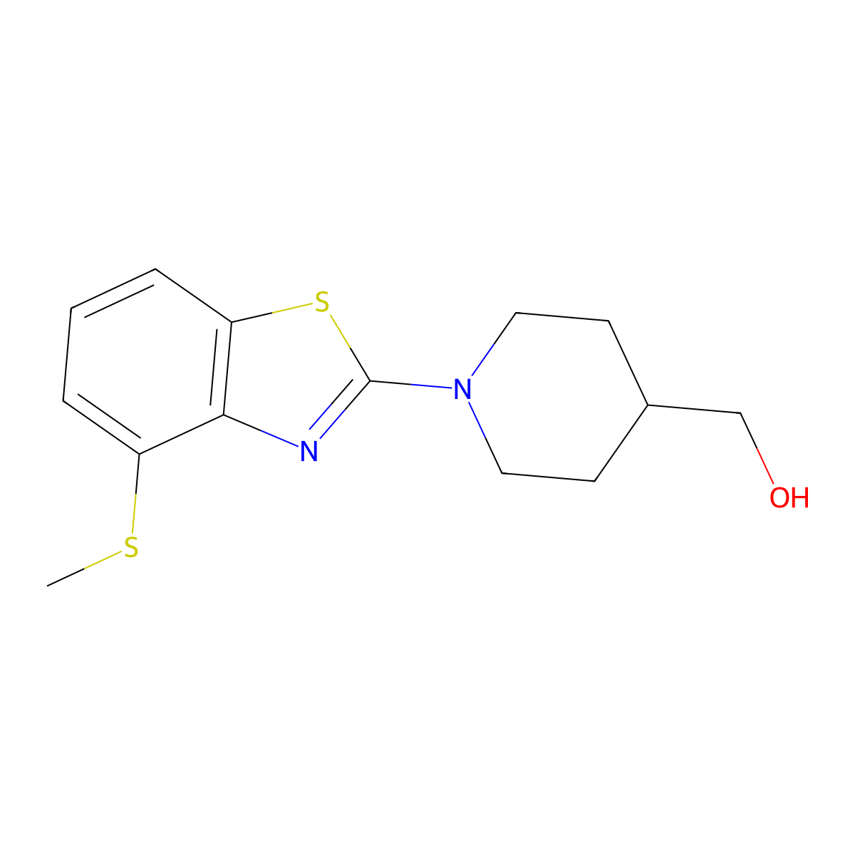 {1-[4-(Methylsulfanyl)-1,3-benzothiazol-2-yl]piperidin-4-yl}methanol molecular structure, CAS 2415463-15-7