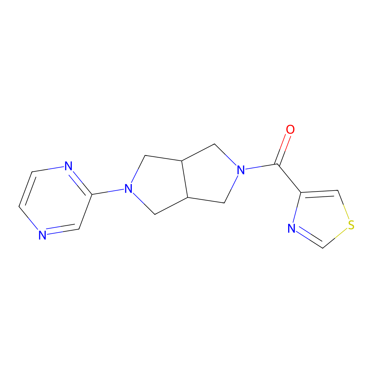 2-[5-(1,3-Thiazole-4-carbonyl)-octahydropyrrolo[3,4-c]pyrrol-2-yl]pyrazine molecular structure, CAS 2415463-19-1