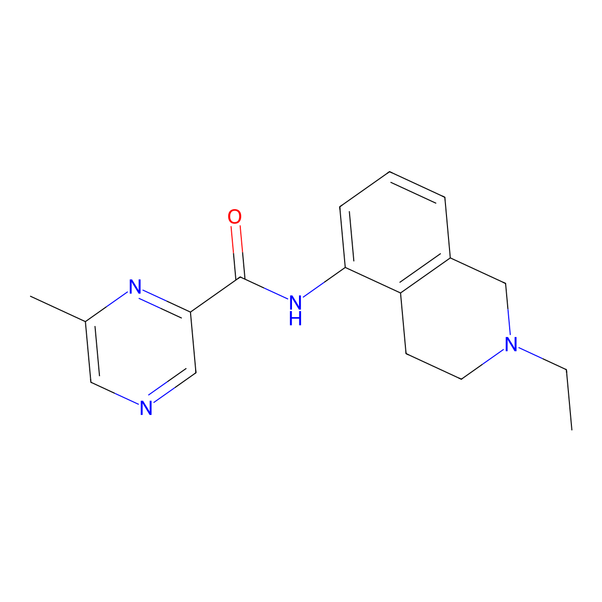 N-(2-ethyl-1,2,3,4-tetrahydroisoquinolin-5-yl)-6-methylpyrazine-2-carboxamide molecular structure, CAS 2415463-23-7