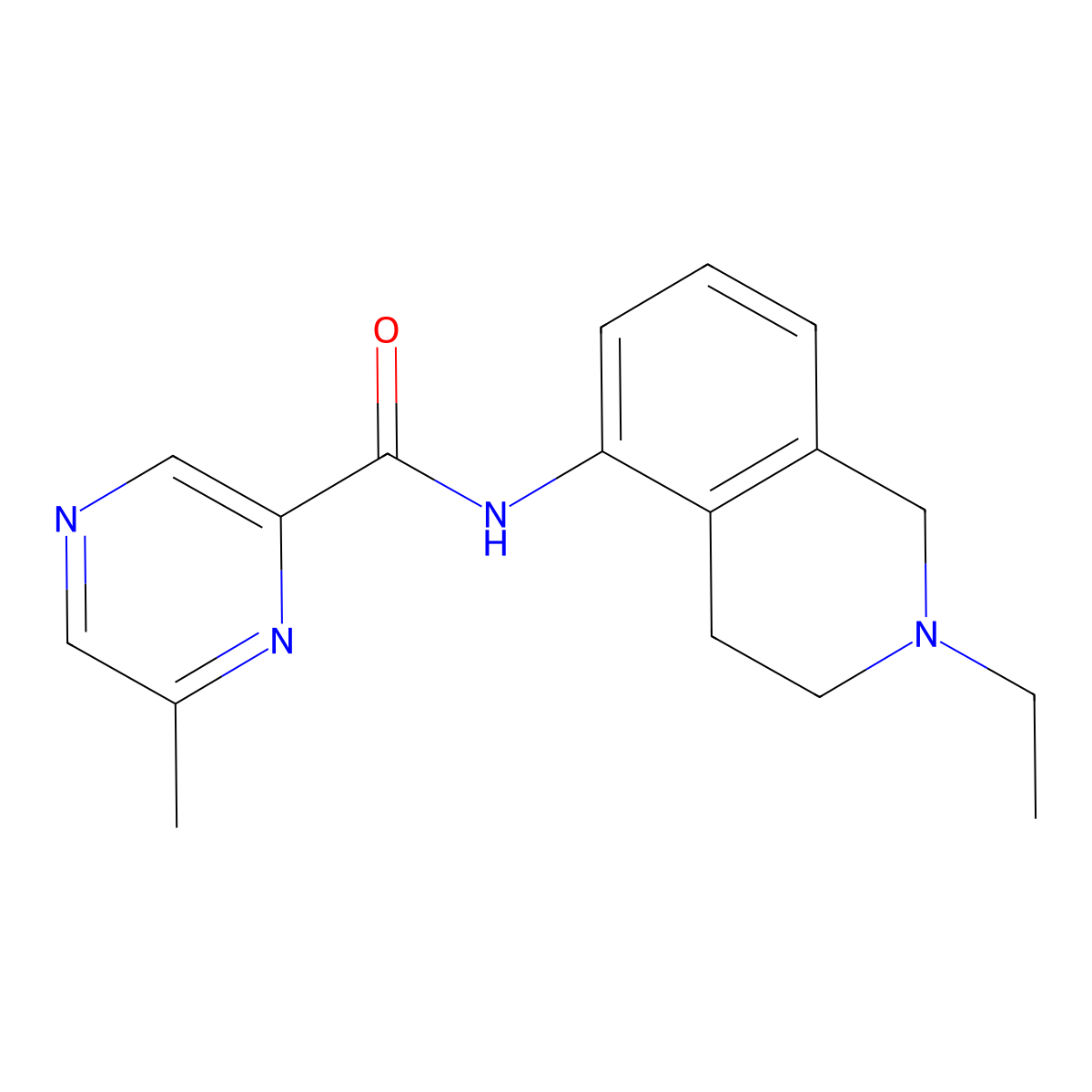 N-(2-ethyl-1,2,3,4-tetrahydroisoquinolin-5-yl)-6-methylpyrazine-2-carboxamide molecular structure, CAS 2415463-23-7