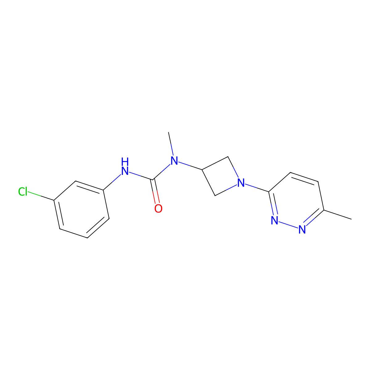 1-(3-Chlorophenyl)-3-methyl-3-[1-(6-methylpyridazin-3-yl)azetidin-3-yl]urea molecular structure, CAS 2415463-33-9