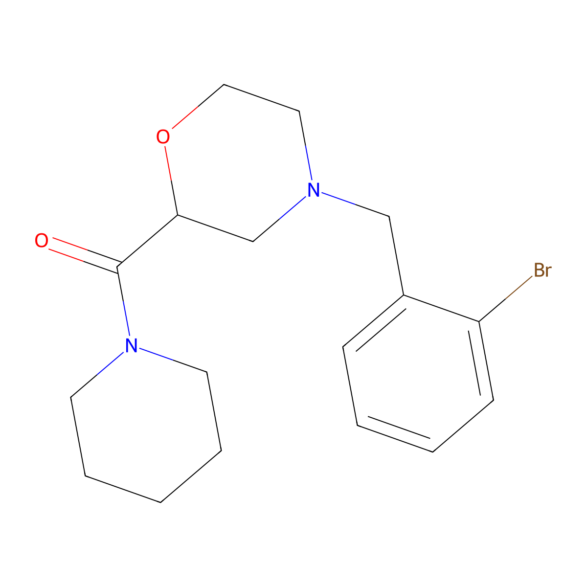 4-[(2-Bromophenyl)methyl]-2-(piperidine-1-carbonyl)morpholine molecular structure, CAS 2415463-38-4