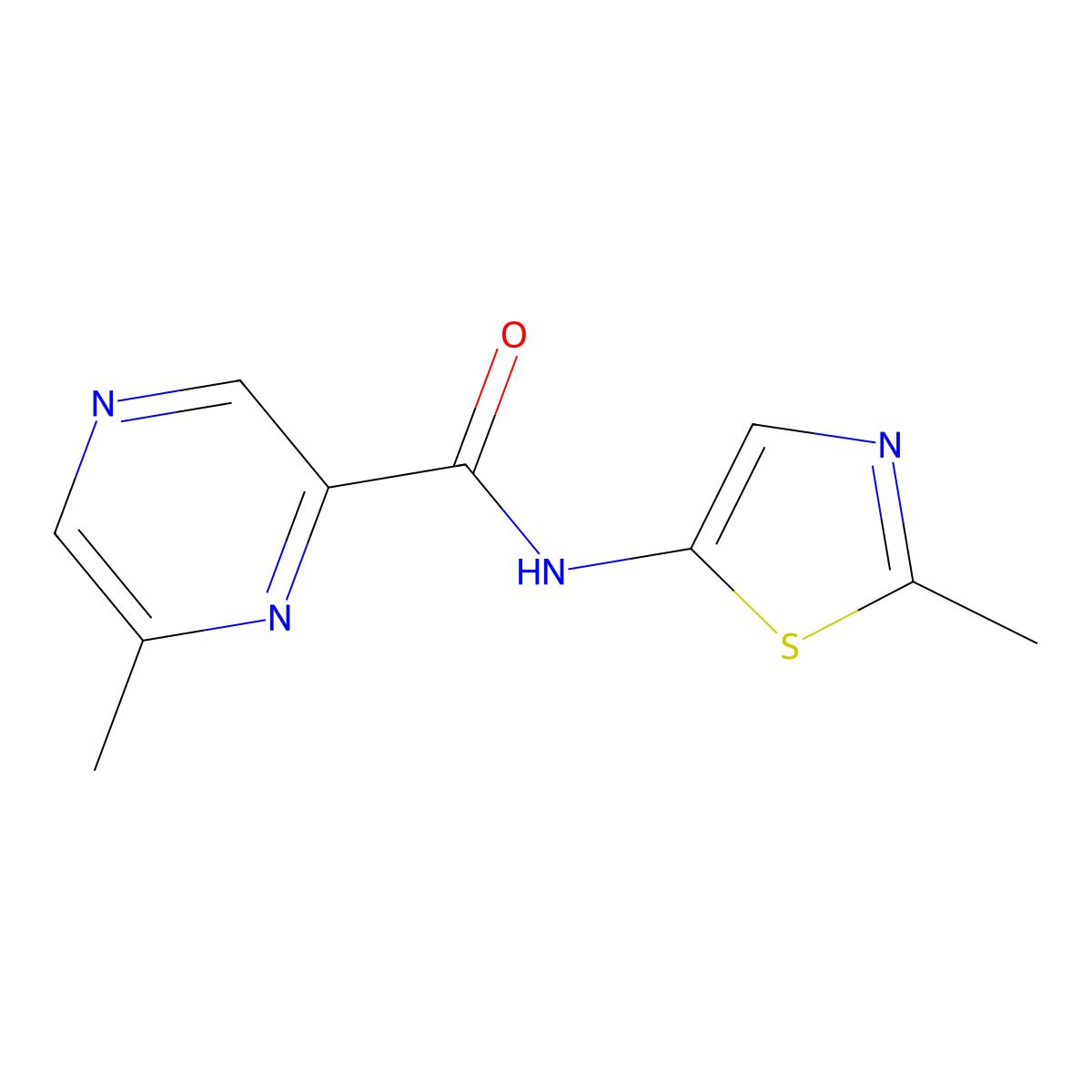 6-Methyl-N-(2-methyl-1,3-thiazol-5-yl)pyrazine-2-carboxamide molecular structure, CAS 2415463-39-5