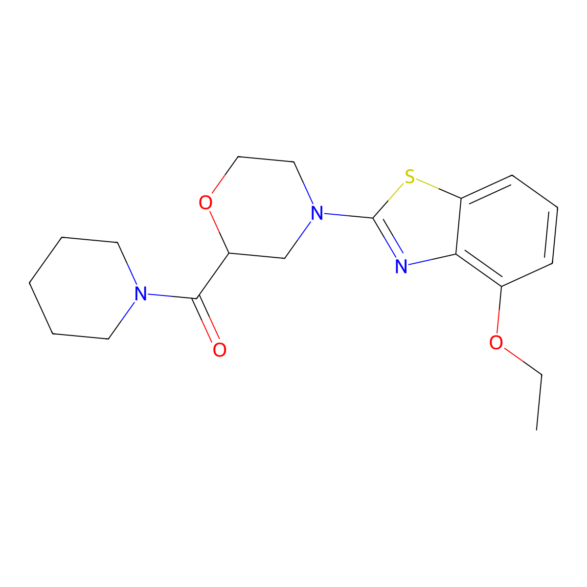 4-Ethoxy-2-[2-(piperidine-1-carbonyl)morpholin-4-yl]-1,3-benzothiazole molecular structure, CAS 2415463-47-5