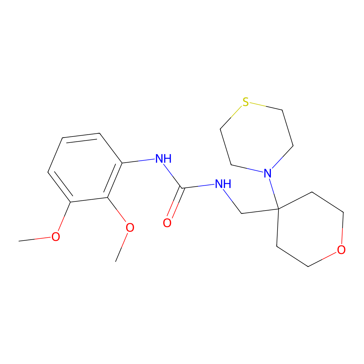 3-(2,3-Dimethoxyphenyl)-1-{[4-(thiomorpholin-4-yl)oxan-4-yl]methyl}urea molecular structure, CAS 2415463-53-3