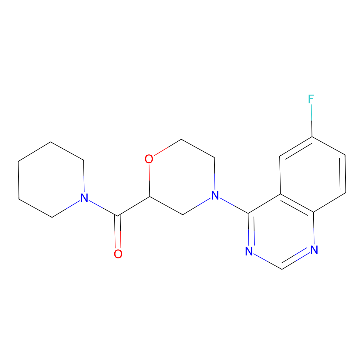 6-Fluoro-4-[2-(piperidine-1-carbonyl)morpholin-4-yl]quinazoline molecular structure, CAS 2415463-55-5