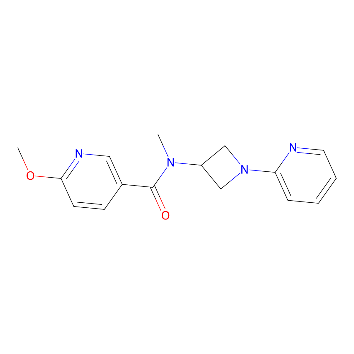 6-methoxy-N-methyl-N-[1-(pyridin-2-yl)azetidin-3-yl]pyridine-3-carboxamide molecular structure, CAS 2415463-60-2