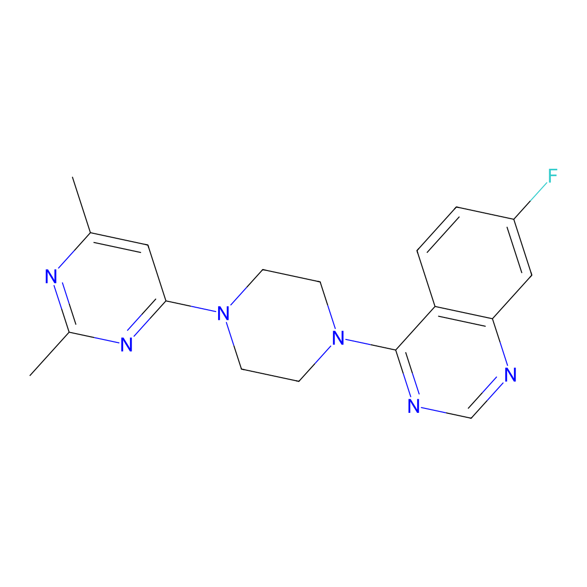 4-[4-(2,6-Dimethylpyrimidin-4-yl)piperazin-1-yl]-7-fluoroquinazoline molecular structure, CAS 2415463-71-5