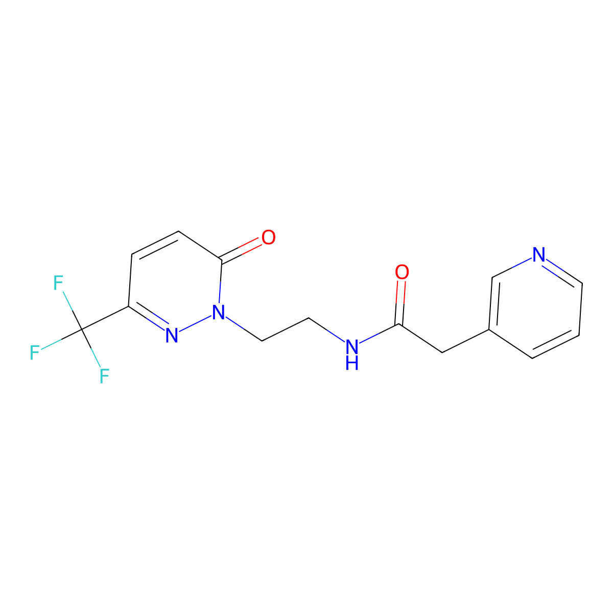 N-{2-[6-oxo-3-(trifluoromethyl)-1,6-dihydropyridazin-1-yl]ethyl}-2-(pyridin-3-yl)acetamide molecular structure, CAS 2415463-78-2