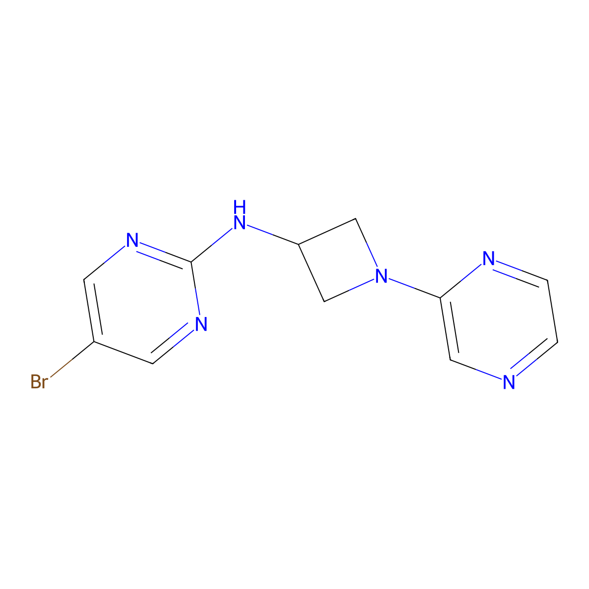 5-bromo-N-[1-(pyrazin-2-yl)azetidin-3-yl]pyrimidin-2-amine molecular structure, CAS 2415463-82-8