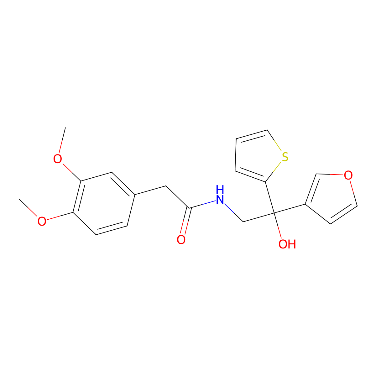 2-(3,4-dimethoxyphenyl)-N-[2-(furan-3-yl)-2-hydroxy-2-(thiophen-2-yl)ethyl]acetamide molecular structure, CAS 2415463-83-9