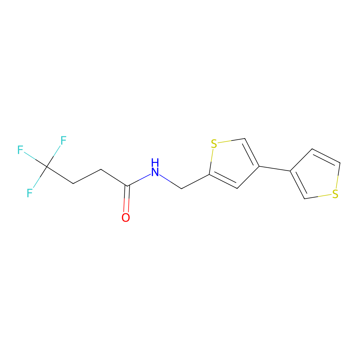 N-({[3,3'-bithiophene]-5-yl}methyl)-4,4,4-trifluorobutanamide molecular structure, CAS 2415463-85-1