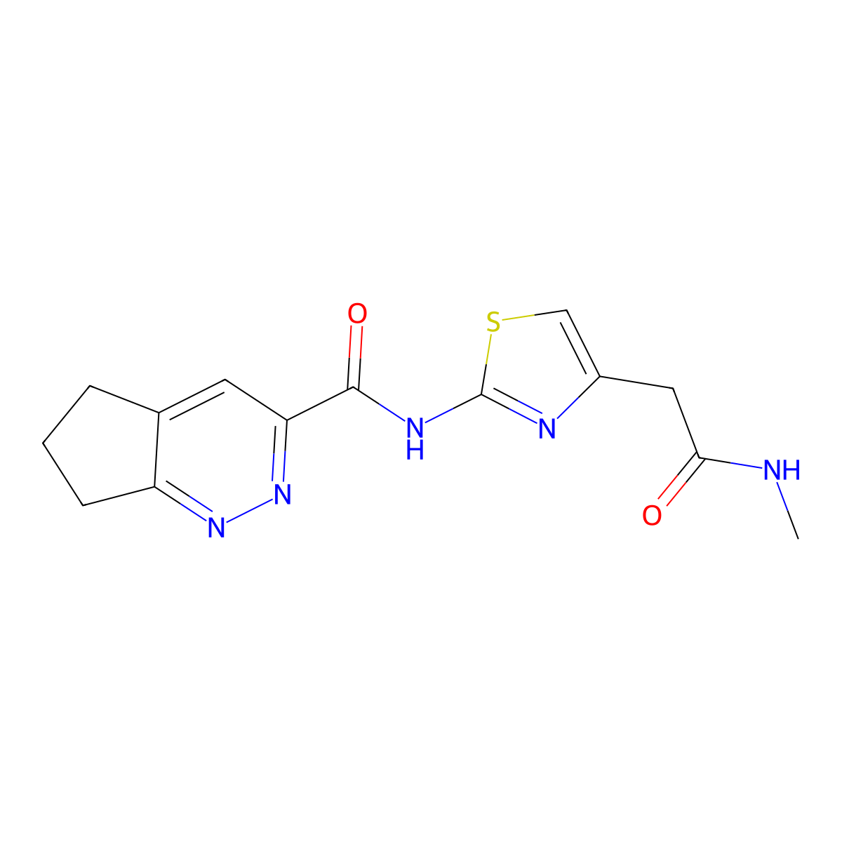 N-{4-[(methylcarbamoyl)methyl]-1,3-thiazol-2-yl}-5H,6H,7H-cyclopenta[c]pyridazine-3-carboxamide molecular structure, CAS 2415463-91-9