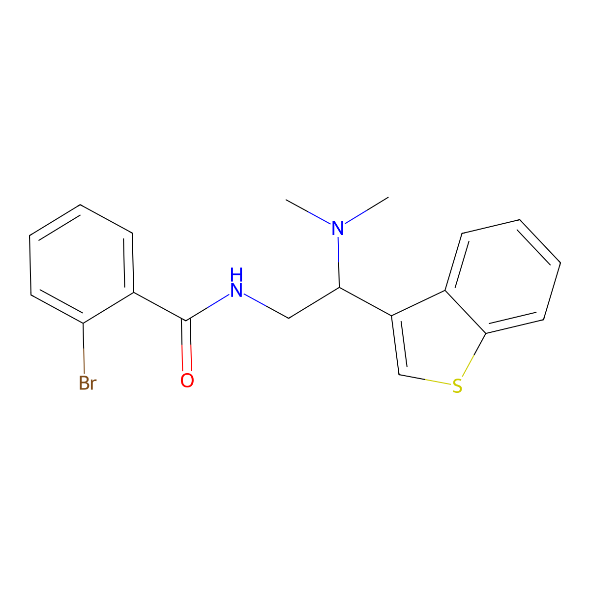 N-[2-(1-benzothiophen-3-yl)-2-(dimethylamino)ethyl]-2-bromobenzamide molecular structure, CAS 2415463-92-0