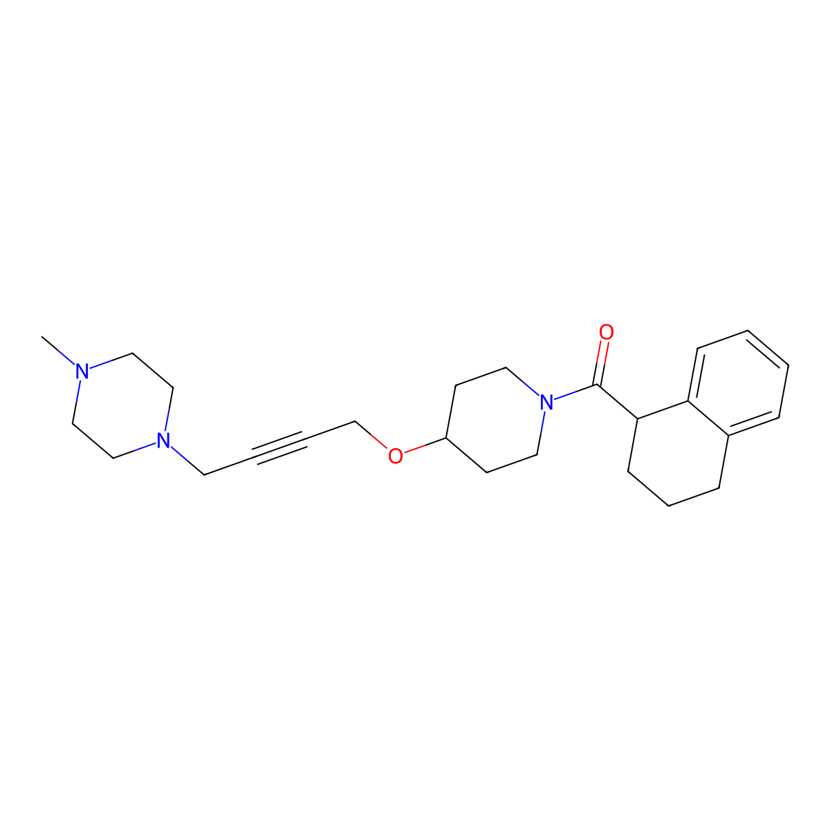 1-Methyl-4-(4-{[1-(1,2,3,4-tetrahydronaphthalene-1-carbonyl)piperidin-4-yl]oxy}but-2-yn-1-yl)piperazine molecular structure, CAS 2415463-97-5