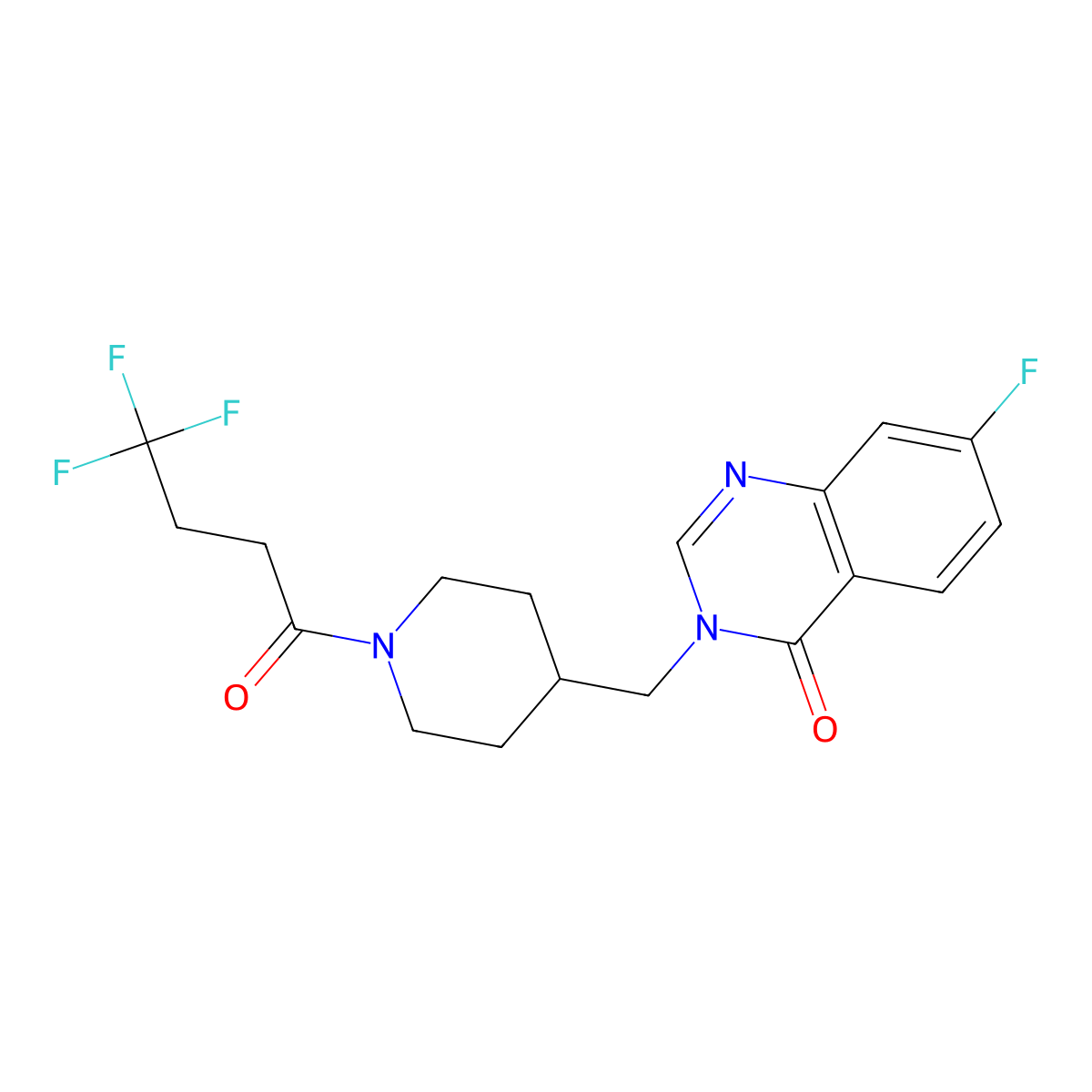 7-Fluoro-3-{[1-(4,4,4-trifluorobutanoyl)piperidin-4-yl]methyl}-3,4-dihydroquinazolin-4-one molecular structure, CAS 2415464-00-3