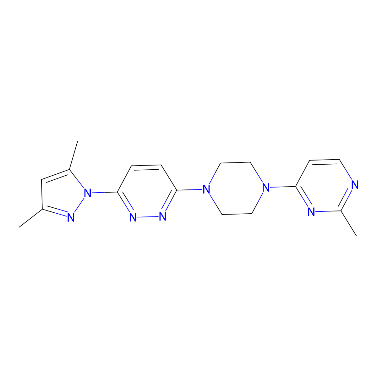 3-(3,5-dimethyl-1H-pyrazol-1-yl)-6-[4-(2-methylpyrimidin-4-yl)piperazin-1-yl]pyridazine molecular structure, CAS 2415464-01-4