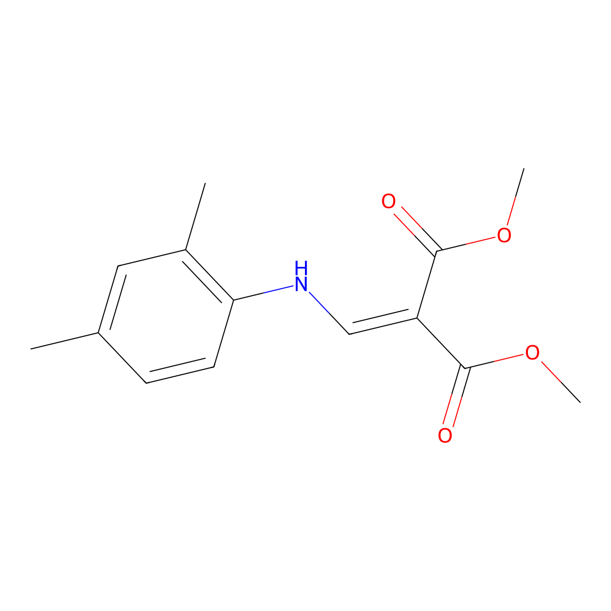 1,3-Dimethyl 2-{[(2,4-dimethylphenyl)amino]methylidene}propanedioate molecular structure, CAS 2415464-03-6
