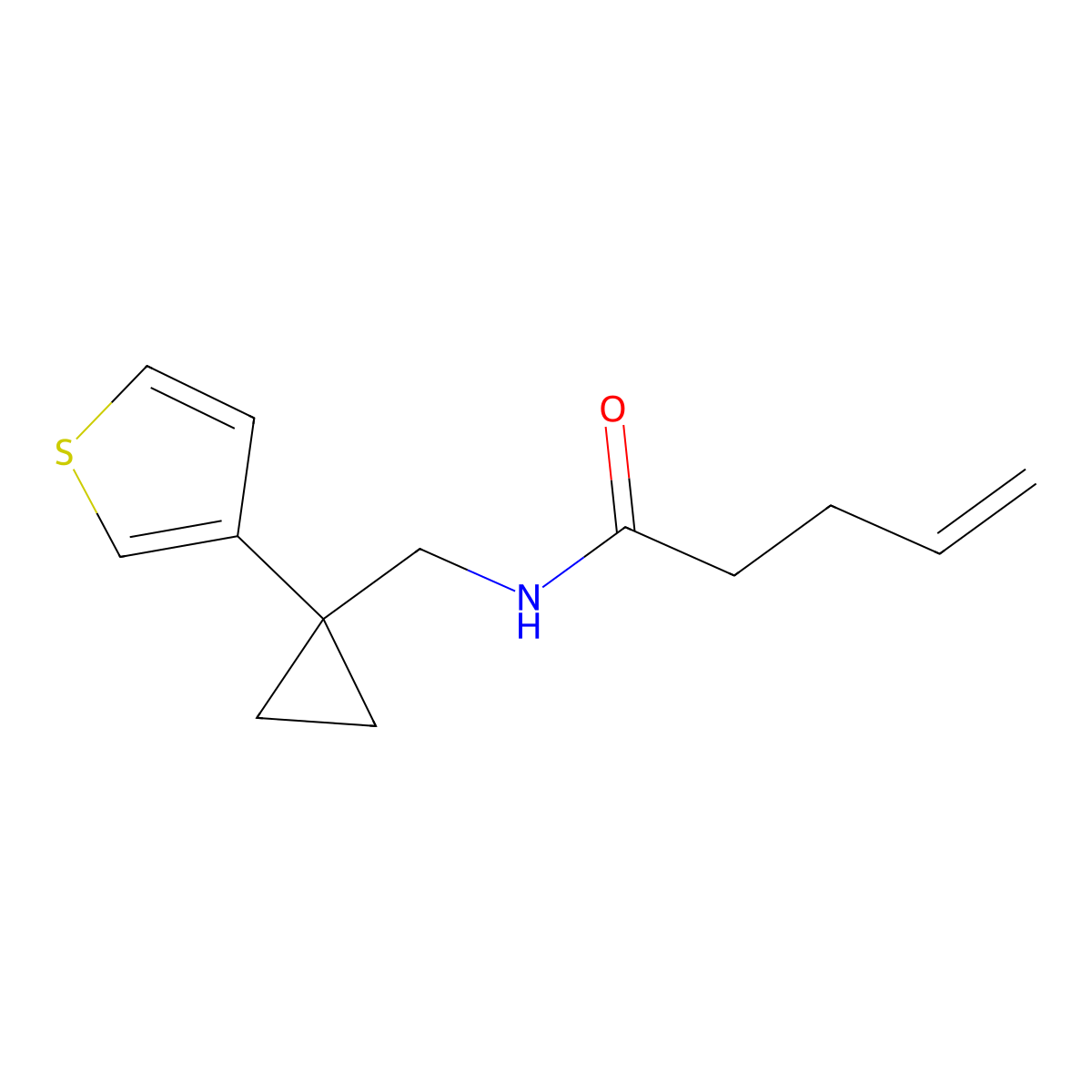 N-{[1-(thiophen-3-yl)cyclopropyl]methyl}pent-4-enamide molecular structure, CAS 2415464-05-8