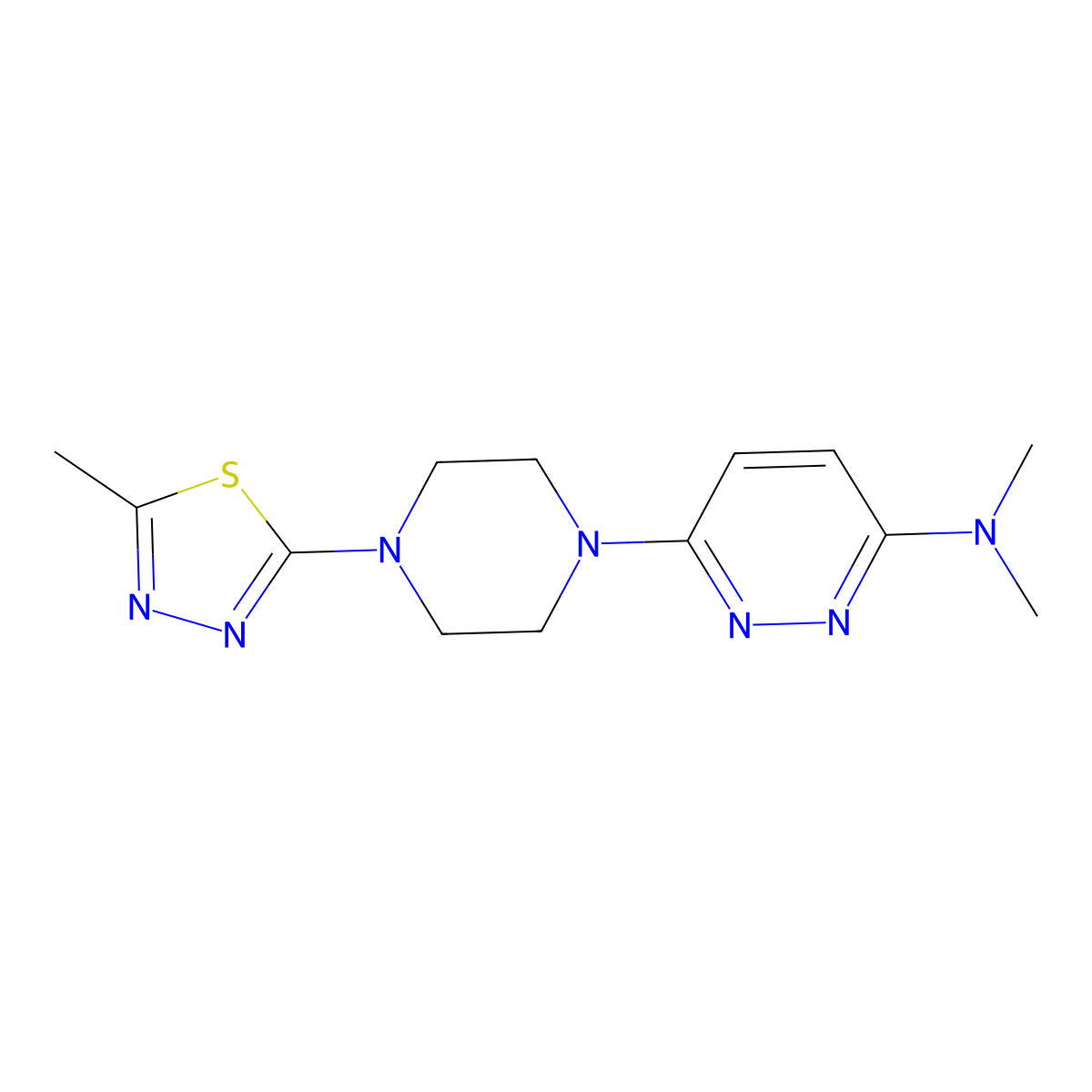 N,N-Dimethyl-6-[4-(5-methyl-1,3,4-thiadiazol-2-yl)piperazin-1-yl]pyridazin-3-amine molecular structure, CAS 2415464-08-1