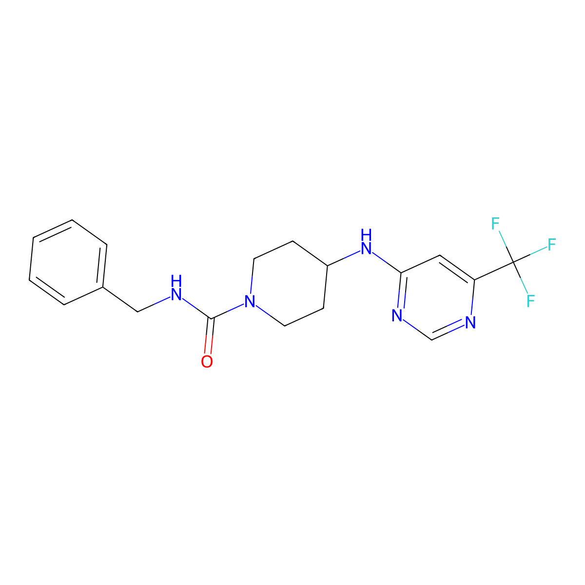 N-benzyl-4-{[6-(trifluoromethyl)pyrimidin-4-yl]amino}piperidine-1-carboxamide molecular structure, CAS 2415464-10-5