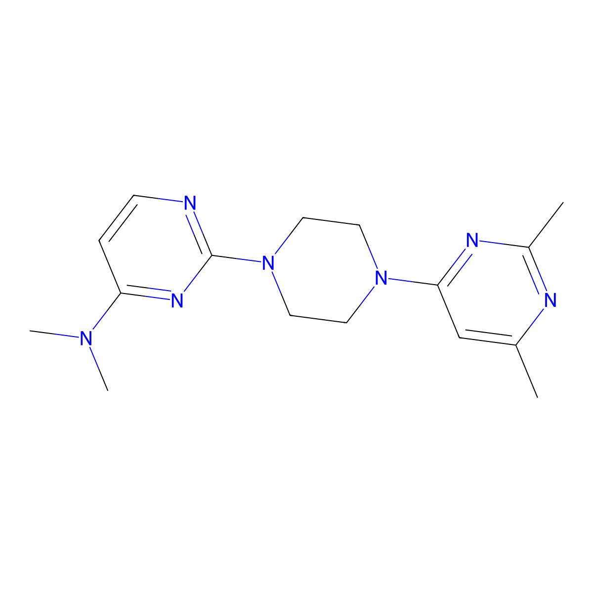 2-[4-(2,6-Dimethylpyrimidin-4-yl)piperazin-1-yl]-N,N-dimethylpyrimidin-4-amine molecular structure, CAS 2415464-11-6