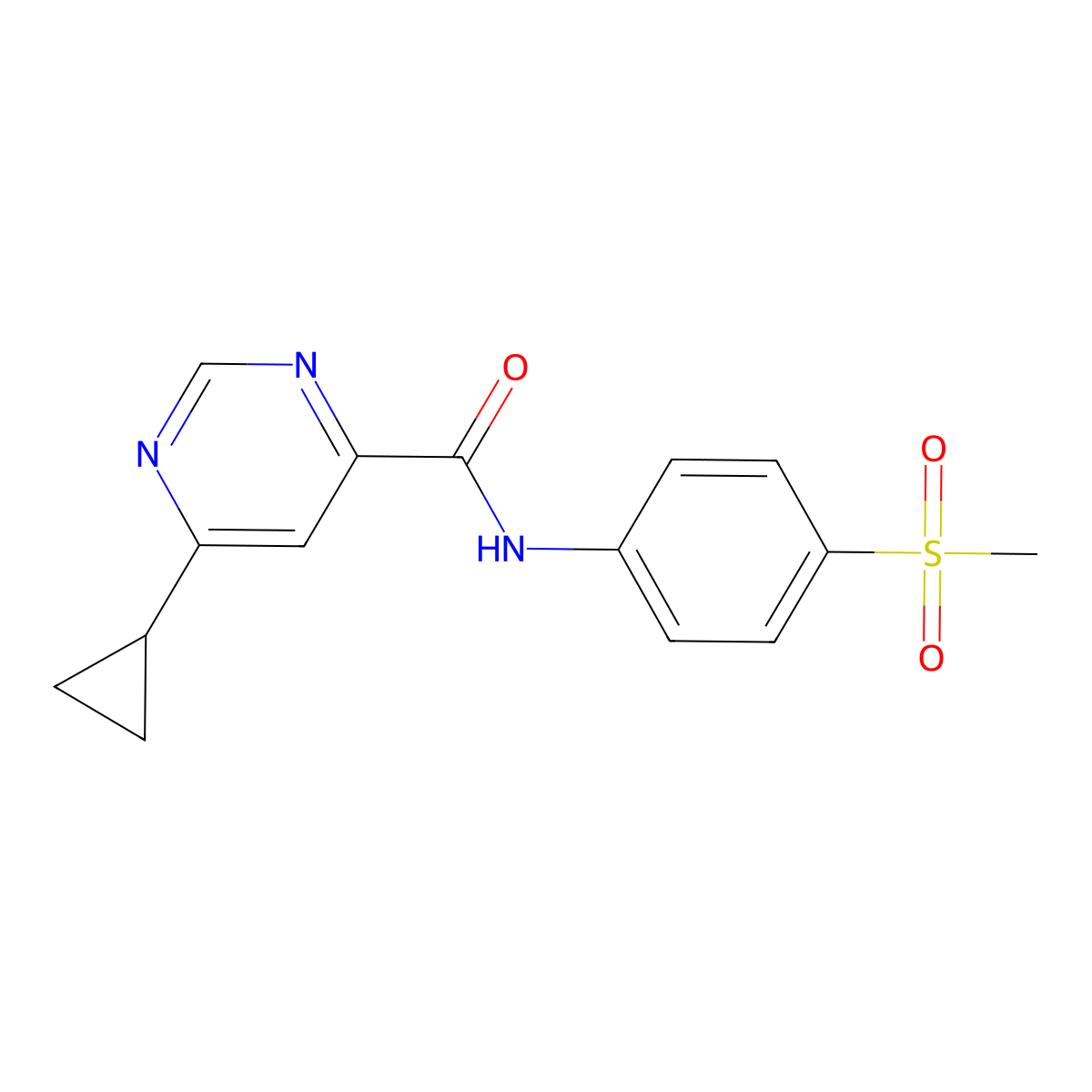6-cyclopropyl-N-(4-methanesulfonylphenyl)pyrimidine-4-carboxamide molecular structure, CAS 2415464-15-0