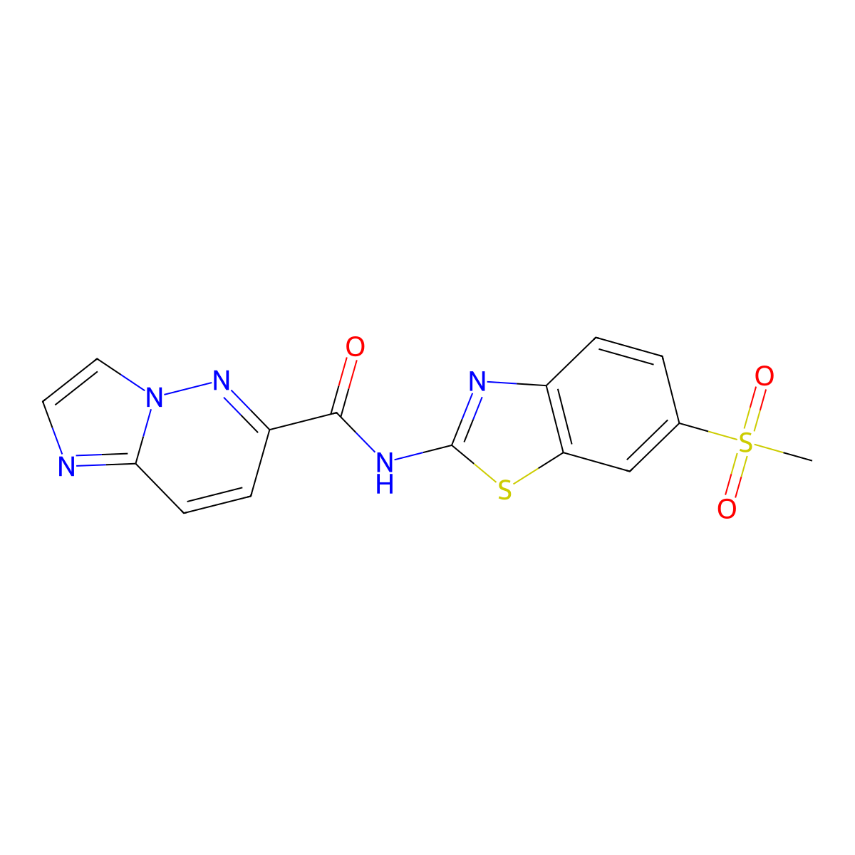 N-(6-methanesulfonyl-1,3-benzothiazol-2-yl)imidazo[1,2-b]pyridazine-6-carboxamide molecular structure, CAS 2415464-21-8