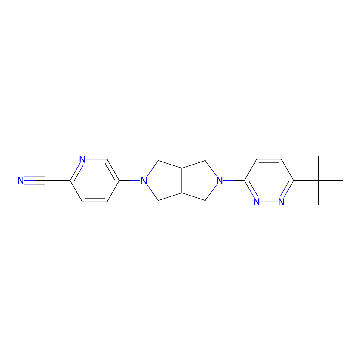 5-[5-(6-Tert-butylpyridazin-3-yl)-octahydropyrrolo[3,4-c]pyrrol-2-yl]pyridine-2-carbonitrile molecular structure, CAS 2415464-22-9