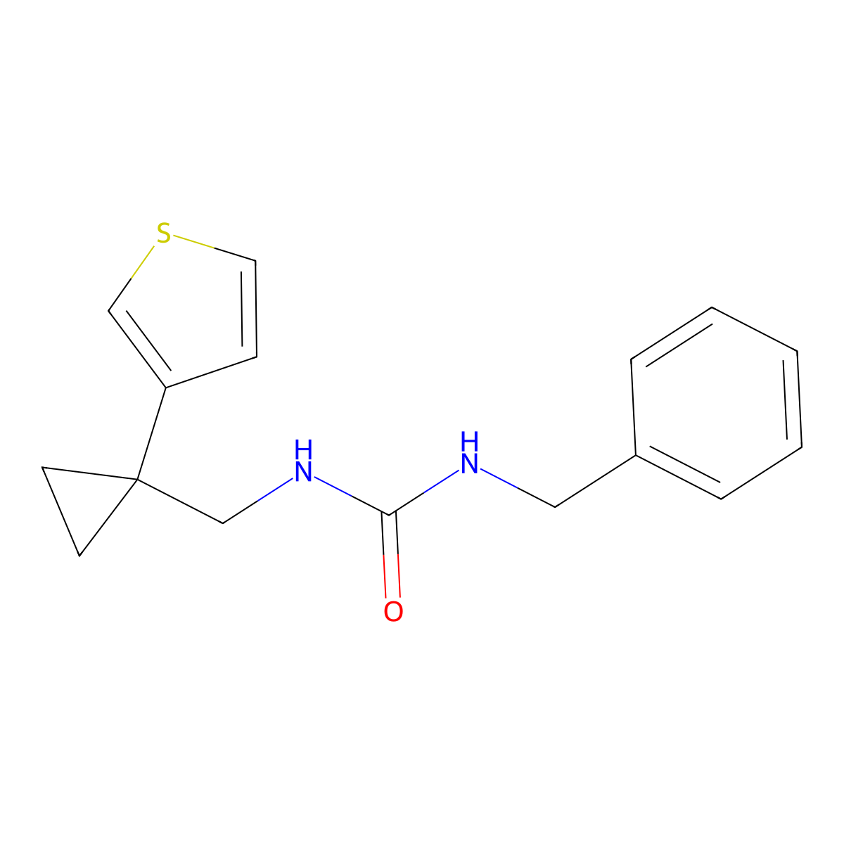 1-Benzyl-3-{[1-(thiophen-3-yl)cyclopropyl]methyl}urea molecular structure, CAS 2415464-37-6