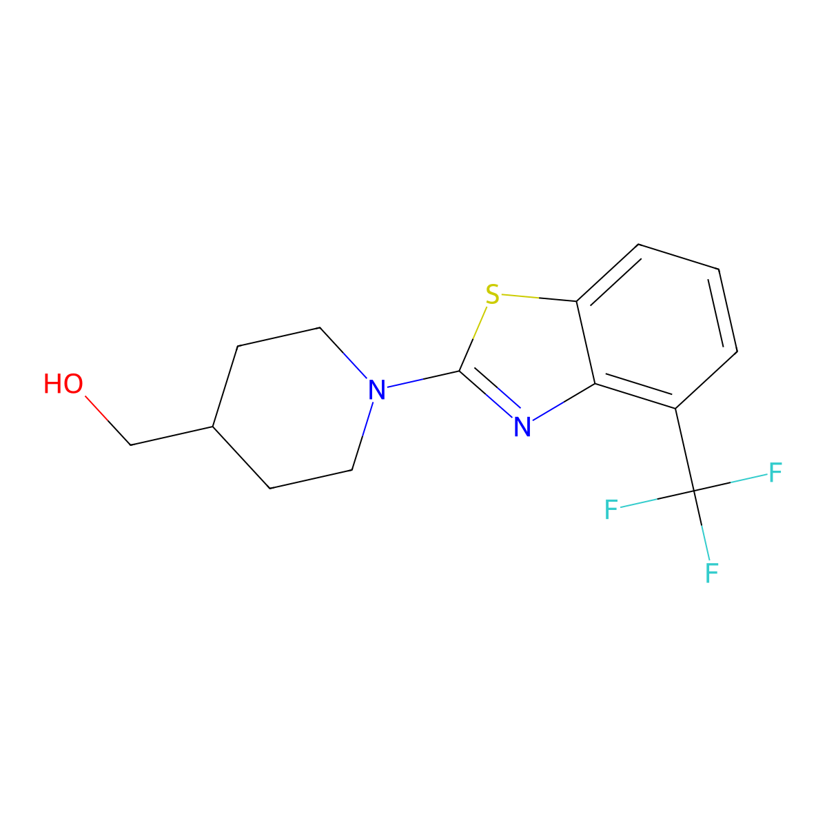 {1-[4-(Trifluoromethyl)-1,3-benzothiazol-2-yl]piperidin-4-yl}methanol molecular structure, CAS 2415464-48-9