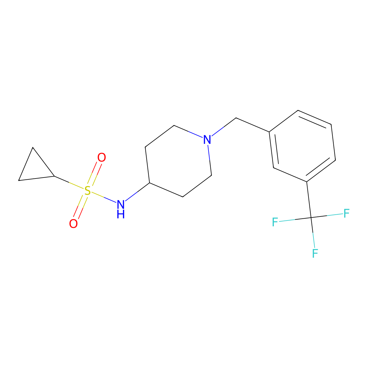 N-(1-{[3-(trifluoromethyl)phenyl]methyl}piperidin-4-yl)cyclopropanesulfonamide molecular structure, CAS 2415464-49-0