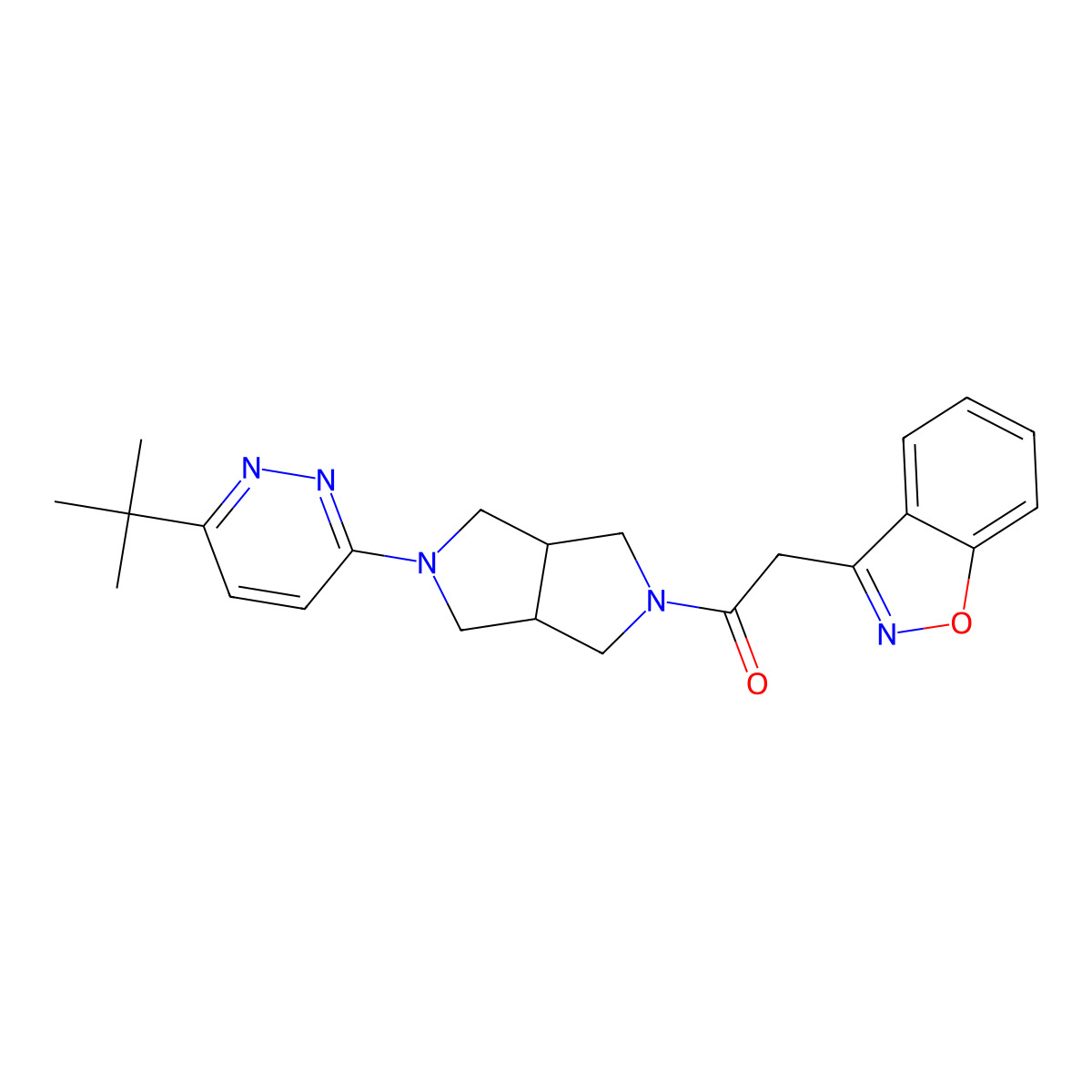 2-(1,2-Benzoxazol-3-yl)-1-[5-(6-tert-butylpyridazin-3-yl)-octahydropyrrolo[3,4-c]pyrrol-2-yl]ethan-1-one molecular structure, CAS 2415464-55-8