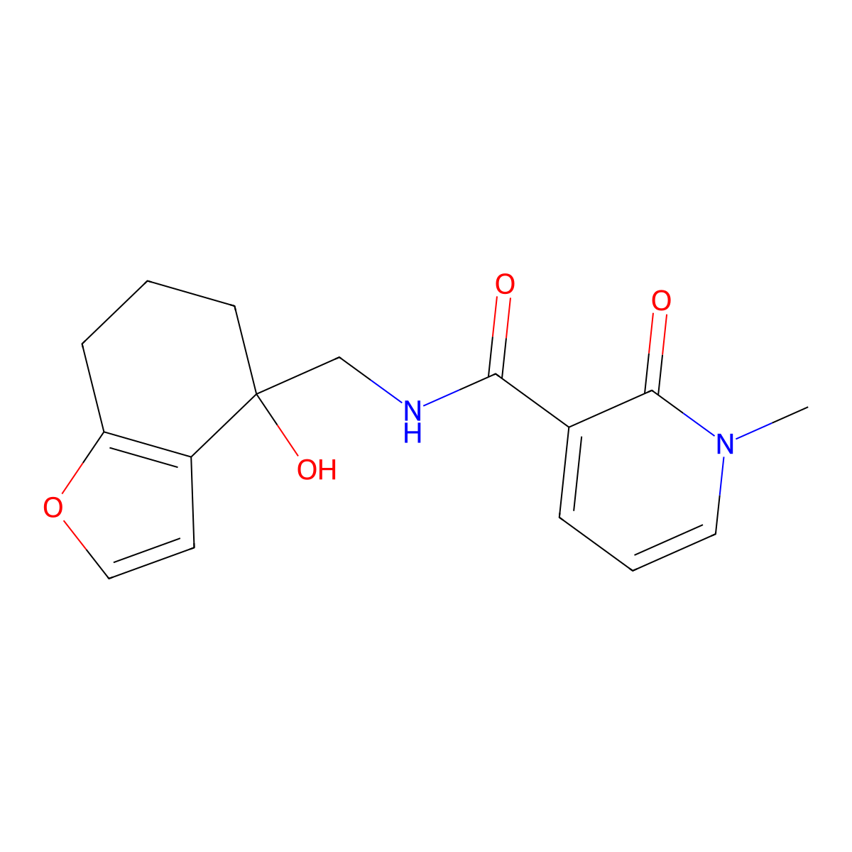 N-[(4-hydroxy-4,5,6,7-tetrahydro-1-benzofuran-4-yl)methyl]-1-methyl-2-oxo-1,2-dihydropyridine-3-carboxamide molecular structure, CAS 2415464-61-6