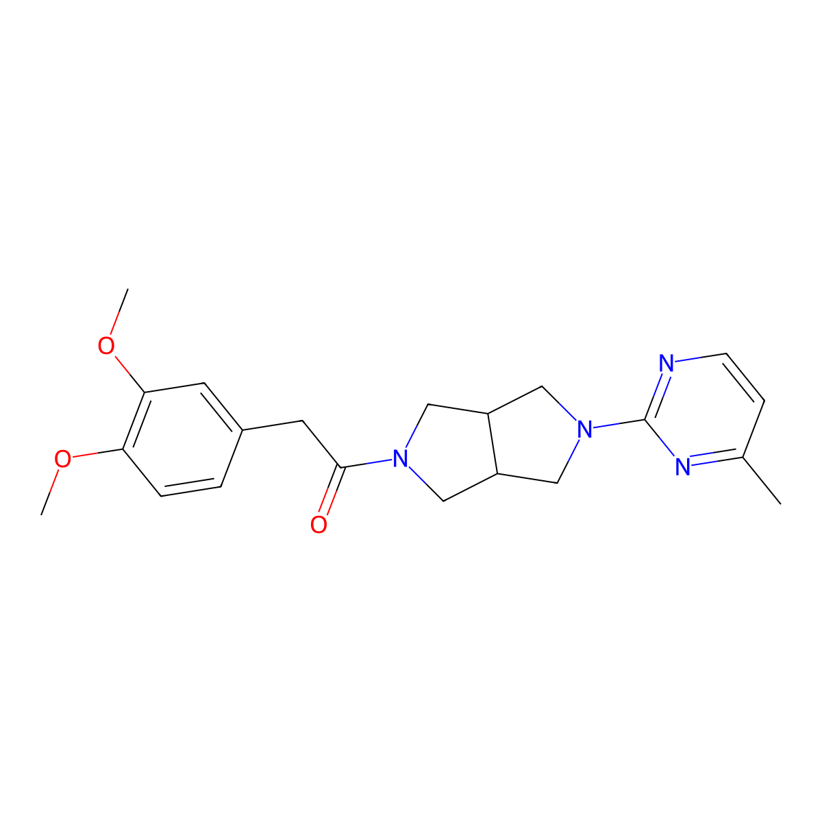 2-(3,4-Dimethoxyphenyl)-1-[5-(4-methylpyrimidin-2-yl)-octahydropyrrolo[3,4-c]pyrrol-2-yl]ethan-1-one molecular structure, CAS 2415464-66-1
