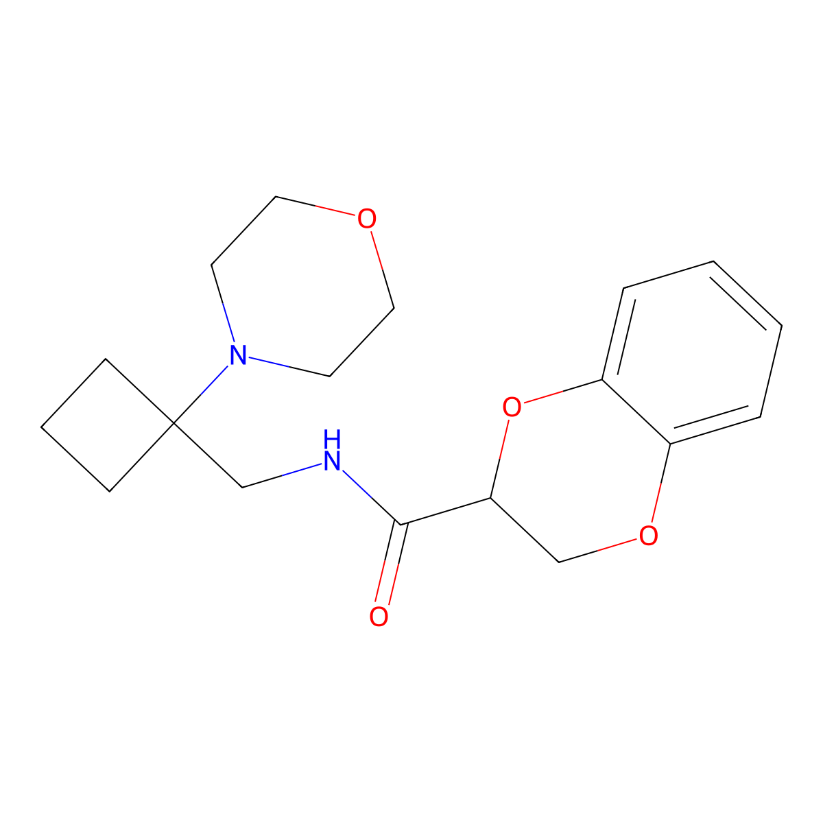 N-{[1-(morpholin-4-yl)cyclobutyl]methyl}-2,3-dihydro-1,4-benzodioxine-2-carboxamide molecular structure, CAS 2415464-73-0