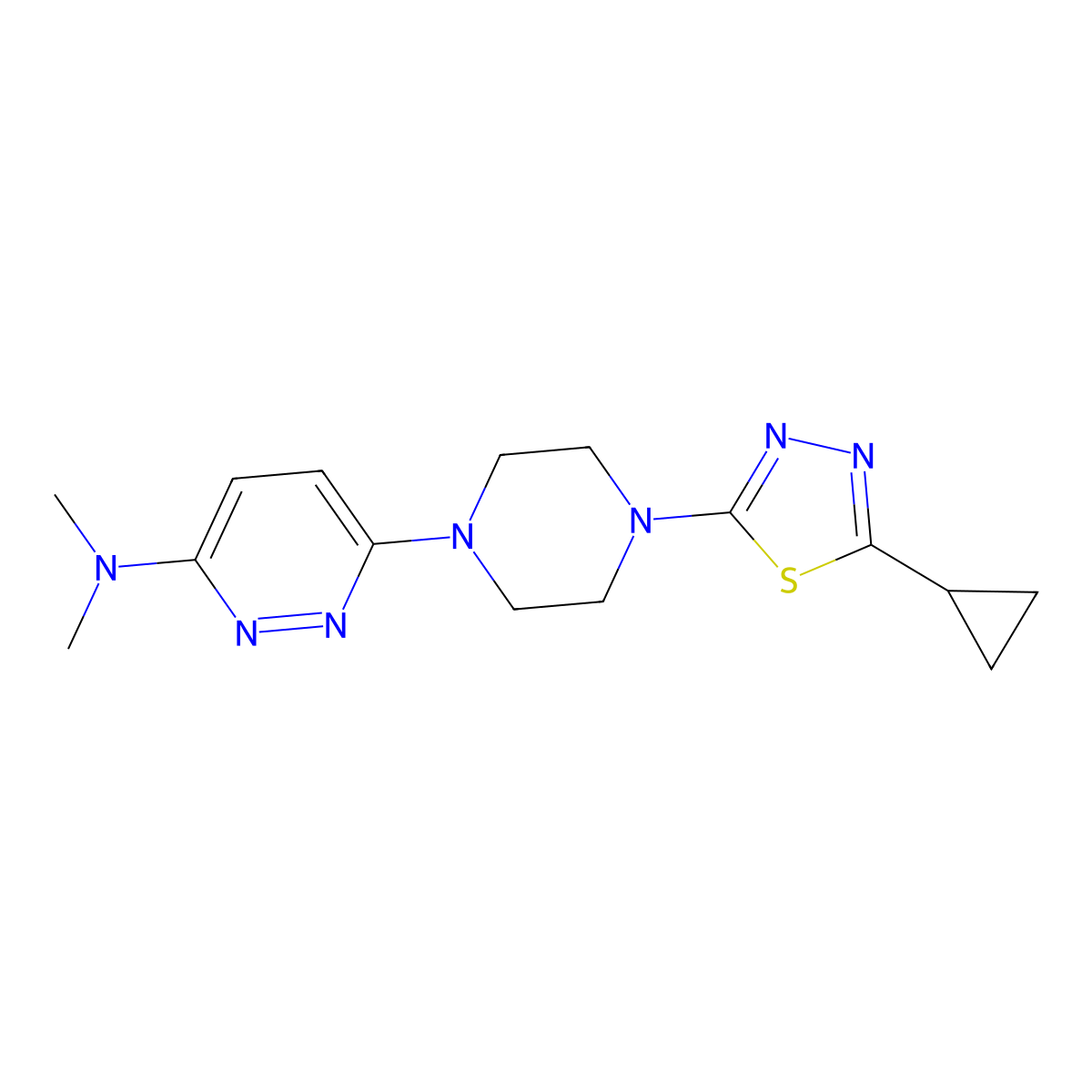 6-[4-(5-Cyclopropyl-1,3,4-thiadiazol-2-yl)piperazin-1-yl]-N,N-dimethylpyridazin-3-amine molecular structure, CAS 2415464-74-1