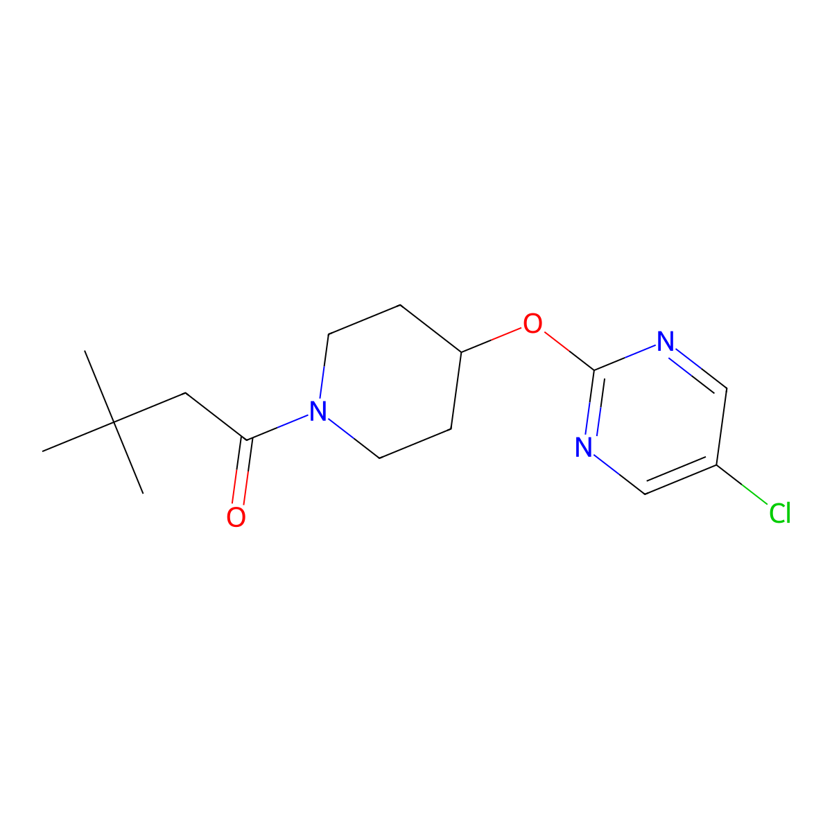 1-{4-[(5-Chloropyrimidin-2-yl)oxy]piperidin-1-yl}-3,3-dimethylbutan-1-one molecular structure, CAS 2415464-76-3