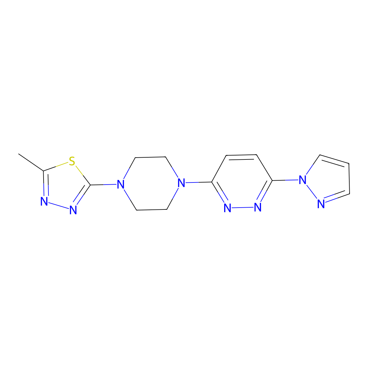 3-[4-(5-methyl-1,3,4-thiadiazol-2-yl)piperazin-1-yl]-6-(1H-pyrazol-1-yl)pyridazine molecular structure, CAS 2415464-90-1