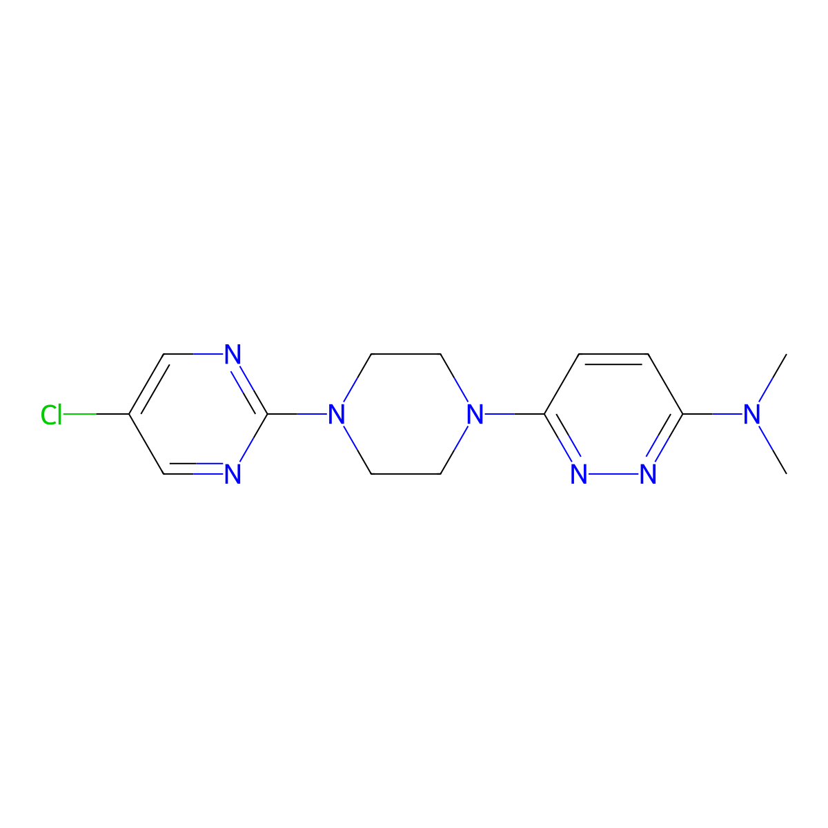 6-[4-(5-chloropyrimidin-2-yl)piperazin-1-yl]-N,N-dimethylpyridazin-3-amine molecular structure, CAS 2415464-92-3