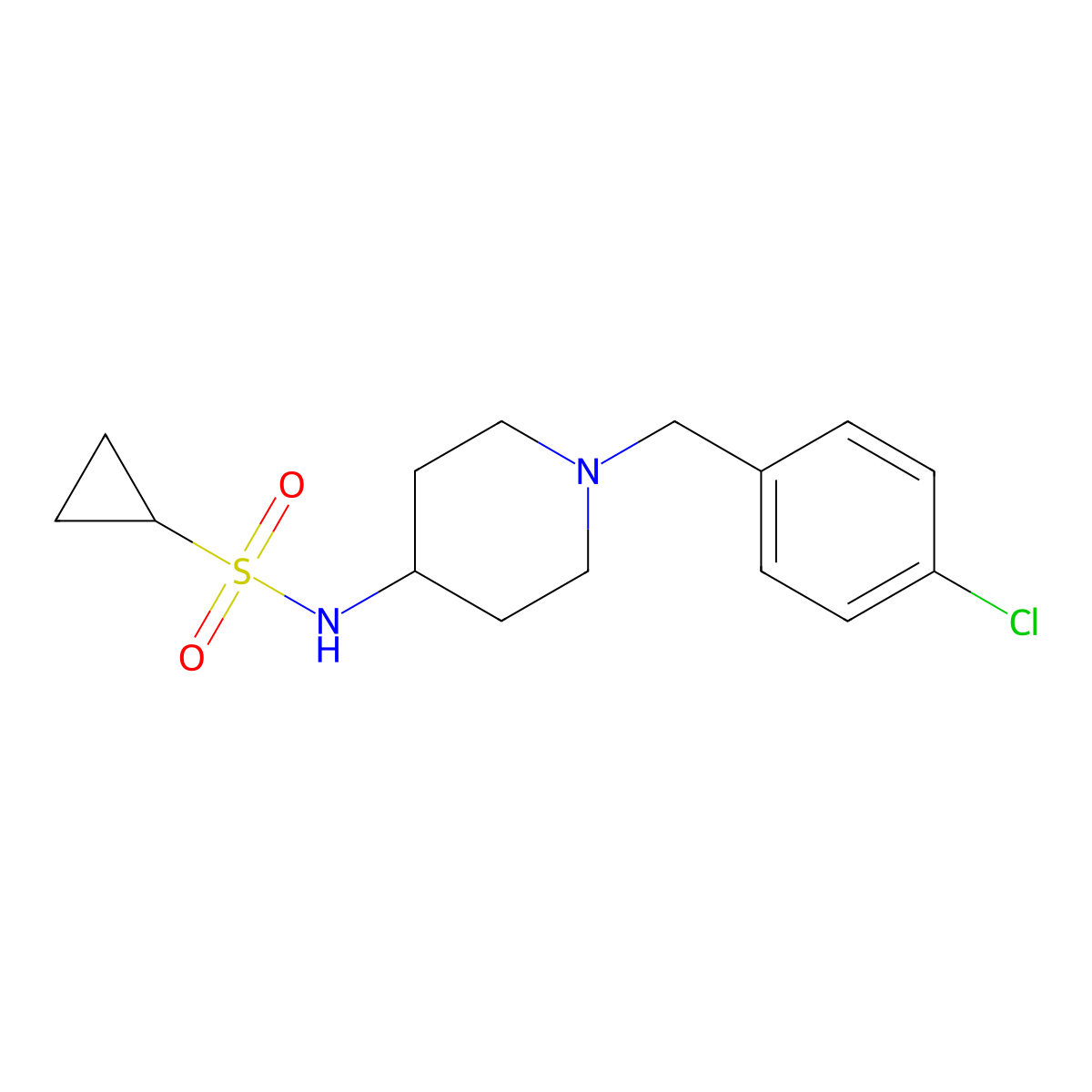 N-{1-[(4-chlorophenyl)methyl]piperidin-4-yl}cyclopropanesulfonamide molecular structure, CAS 2415464-93-4