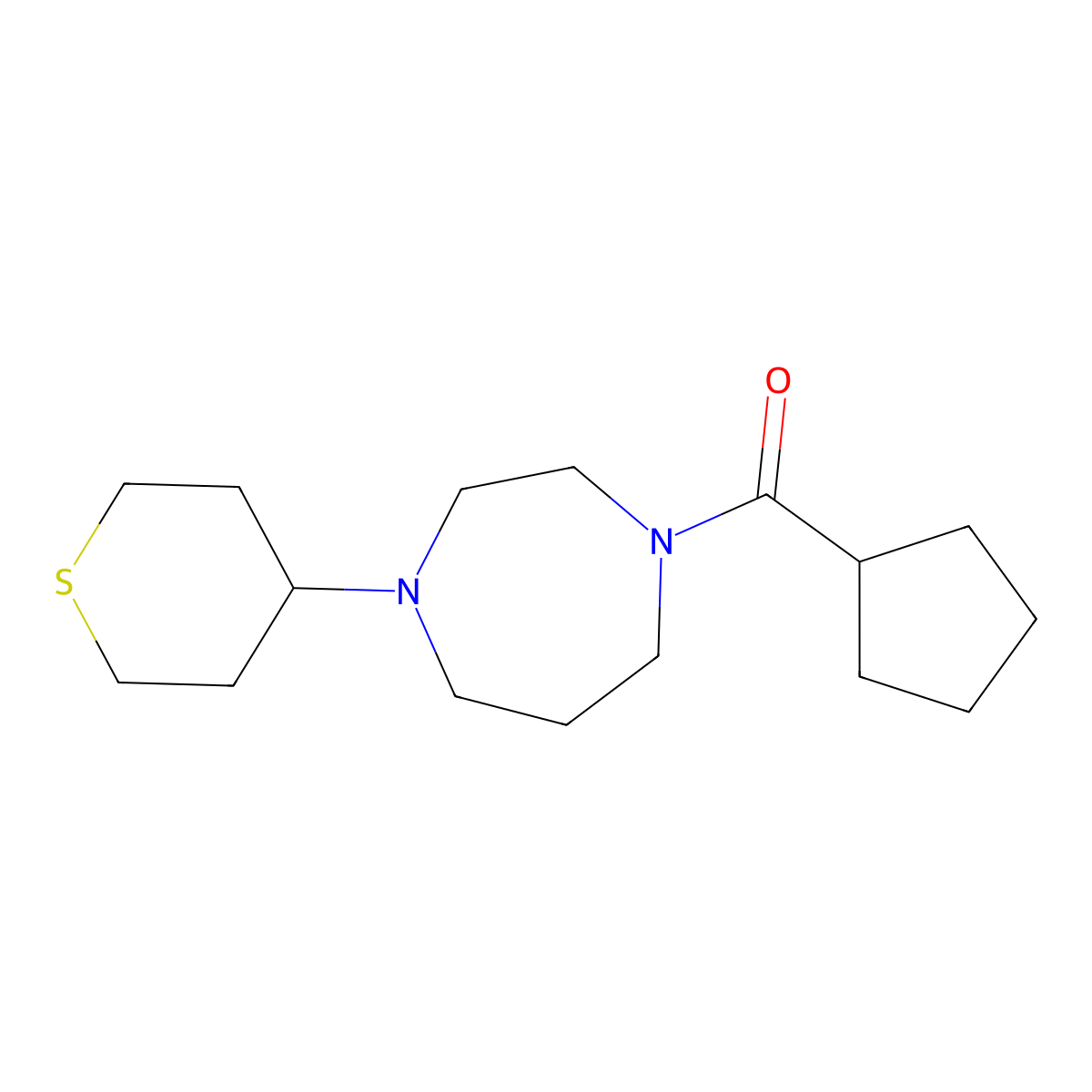 1-Cyclopentanecarbonyl-4-(thian-4-yl)-1,4-diazepane molecular structure, CAS 2415464-96-7