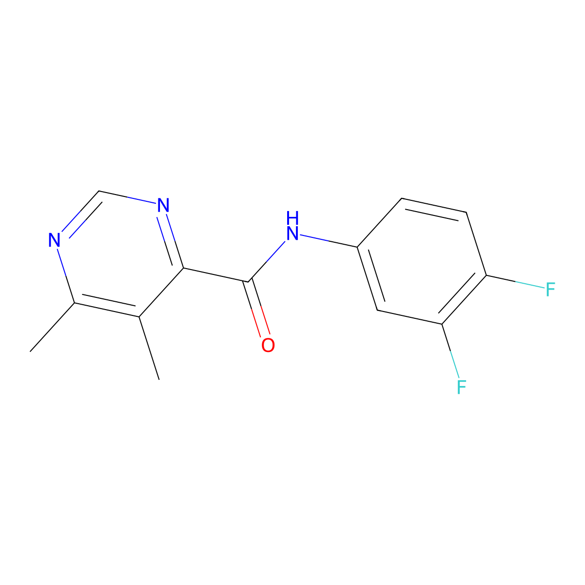 N-(3,4-Difluorophenyl)-5,6-dimethylpyrimidine-4-carboxamide molecular structure, CAS 2415464-97-8