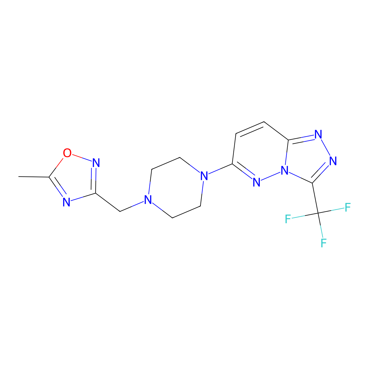 1-[(5-Methyl-1,2,4-oxadiazol-3-yl)methyl]-4-[3-(trifluoromethyl)-[1,2,4]triazolo[4,3-b]pyridazin-6-yl]piperazine molecular structure, CAS 2415465-07-3
