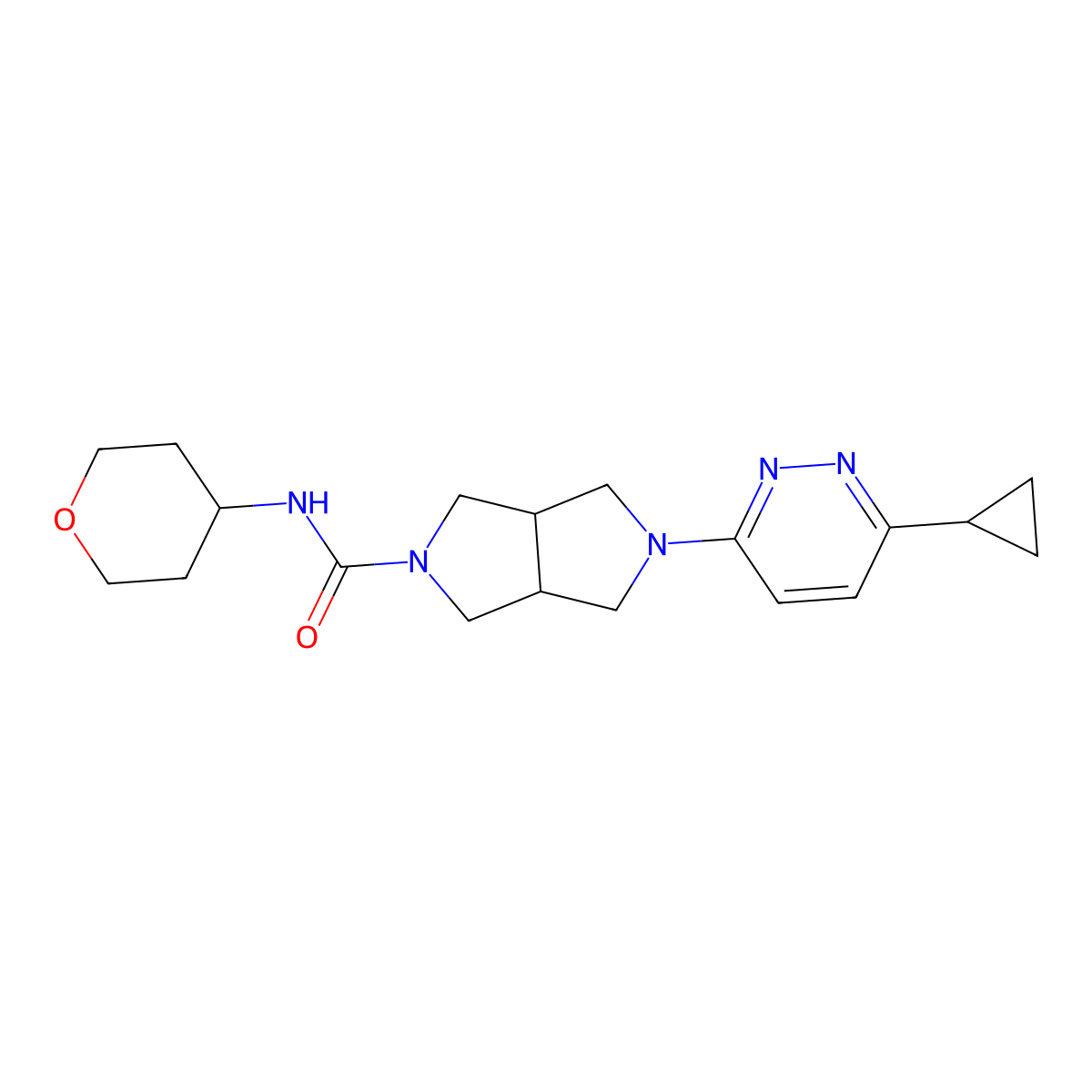 5-(6-cyclopropylpyridazin-3-yl)-N-(oxan-4-yl)-octahydropyrrolo[3,4-c]pyrrole-2-carboxamide molecular structure, CAS 2415465-14-2