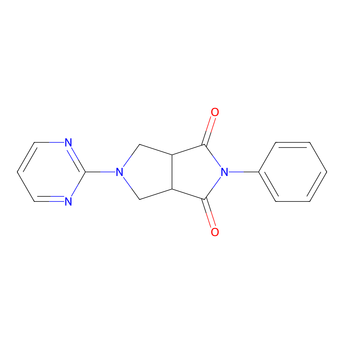 2-Phenyl-5-(pyrimidin-2-yl)-octahydropyrrolo[3,4-c]pyrrole-1,3-dione molecular structure, CAS 2415465-15-3