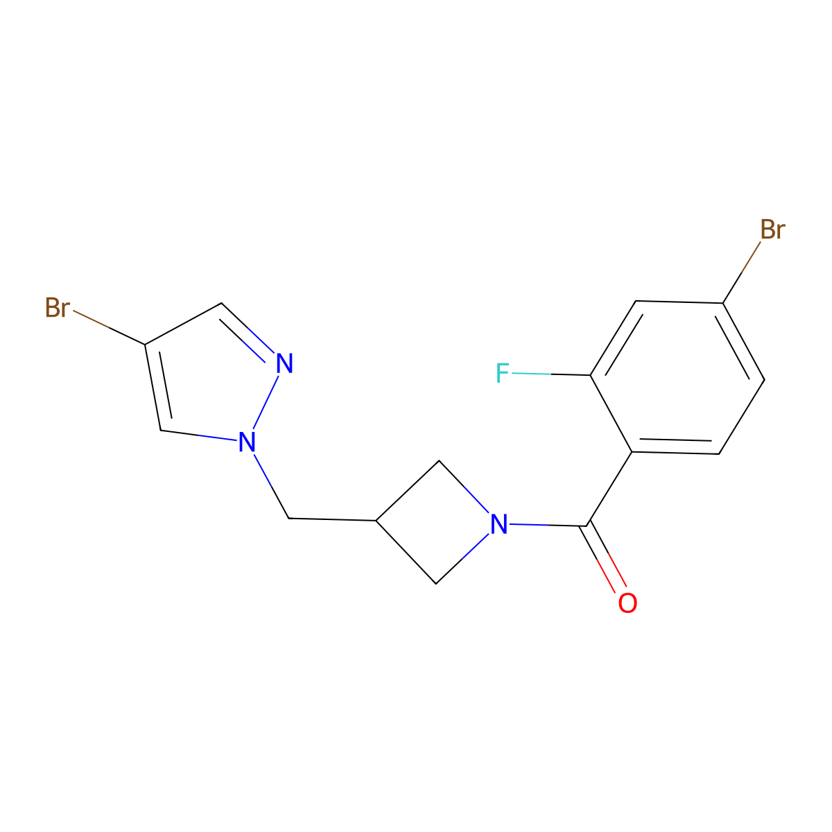 4-bromo-1-{[1-(4-bromo-2-fluorobenzoyl)azetidin-3-yl]methyl}-1H-pyrazole molecular structure, CAS 2415465-17-5