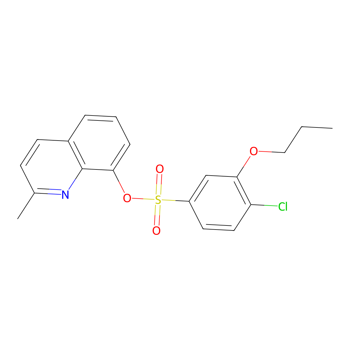 2-Methylquinolin-8-yl 4-chloro-3-propoxybenzene-1-sulfonate molecular structure, CAS 2415465-18-6